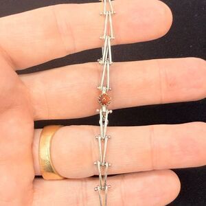 Elegant Sterling Silver 925 Navajo Bracelet with Orange Gemstone